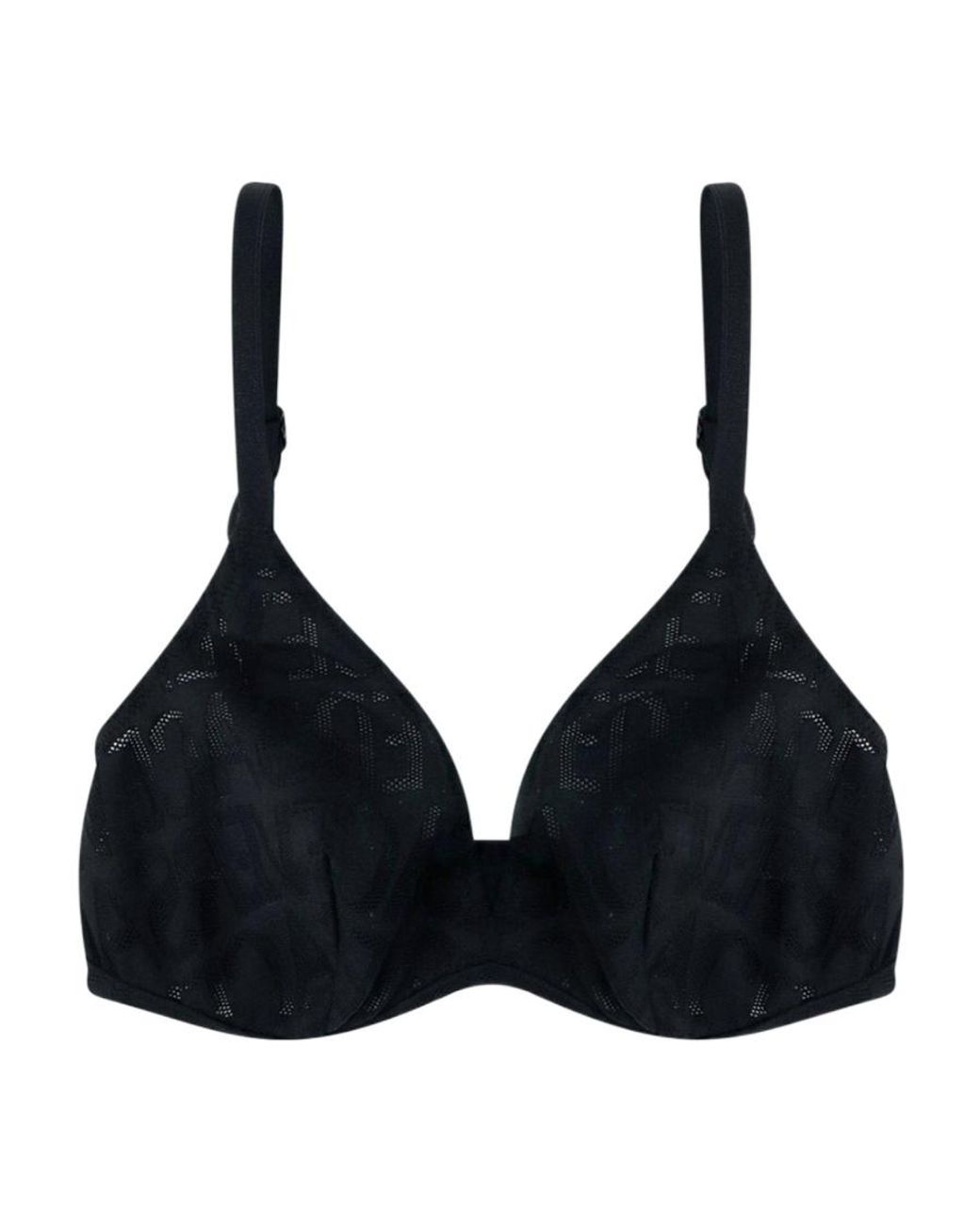 Versace Black Allover Logo Mesh Stretched Triangle Bra