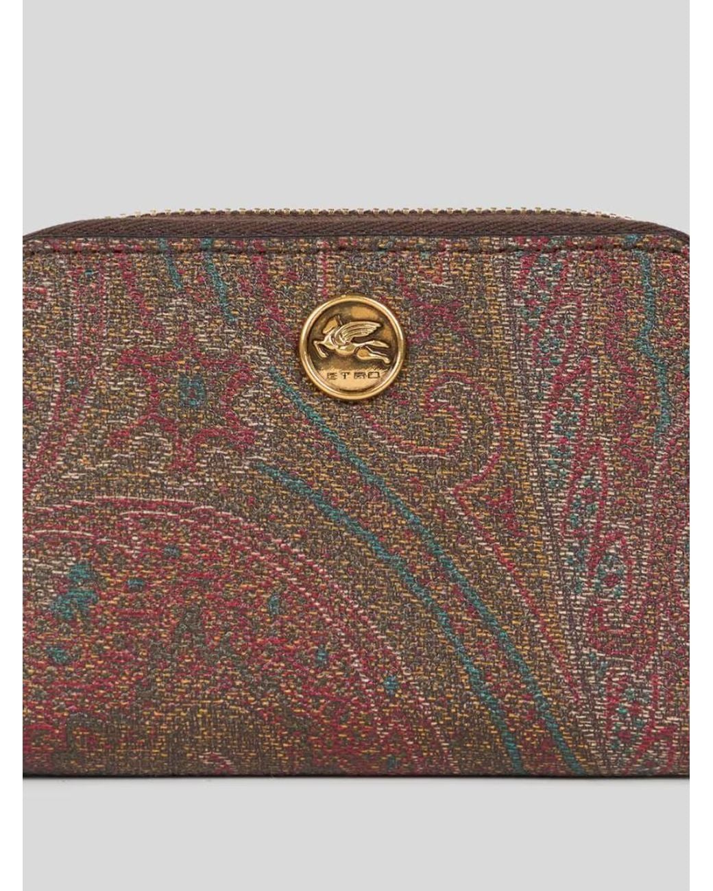Etro Brown Zip Around Paisley Wallet