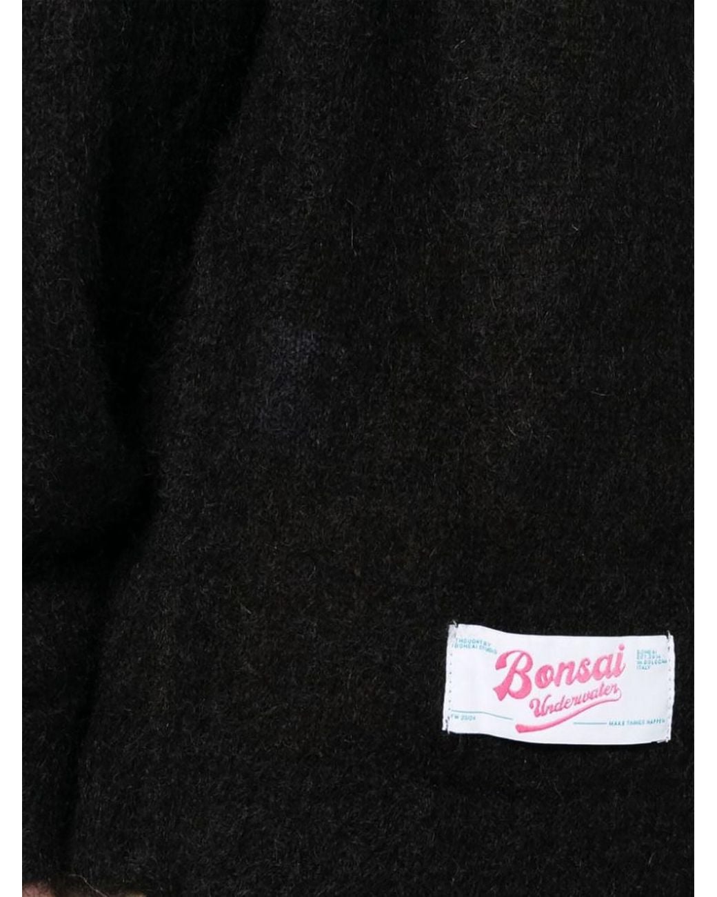 Bonsai Black Logo-Patch Buttoned Cardigan for men