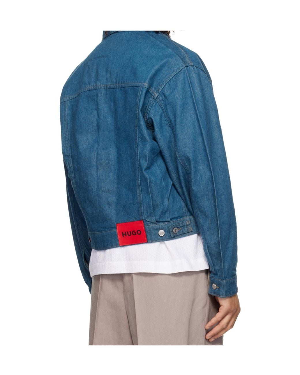 Boss Blue Logo Patch Denim Jacket for men