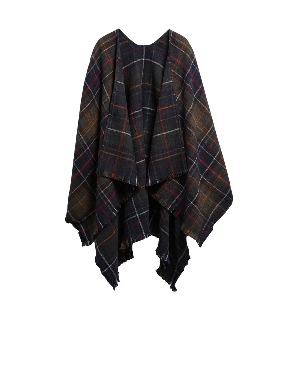 Barbour Black Plaid Cape Shawl