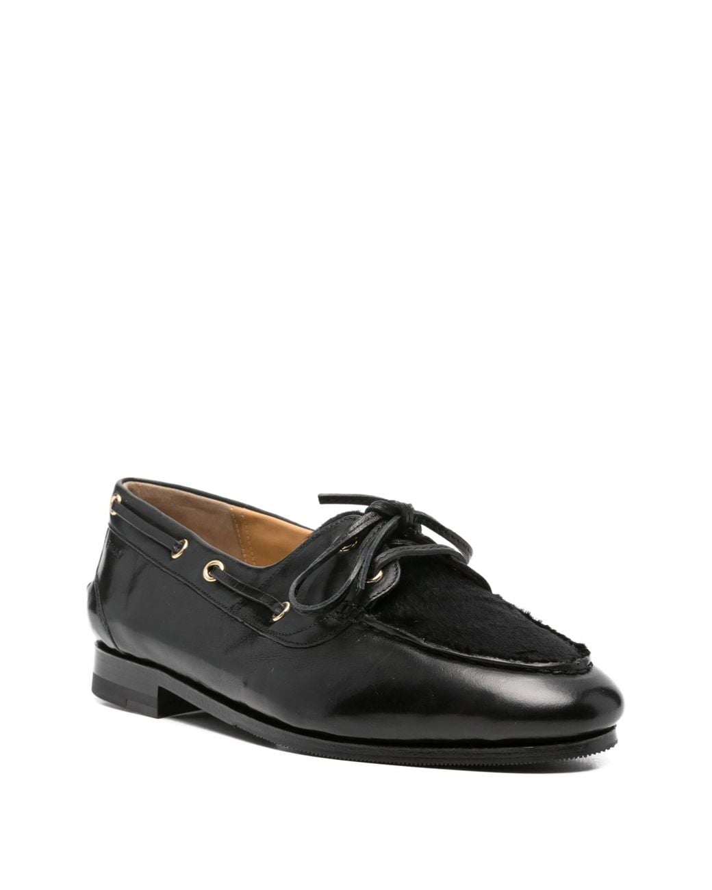 Bally Black Leather Lace-Up Loafers