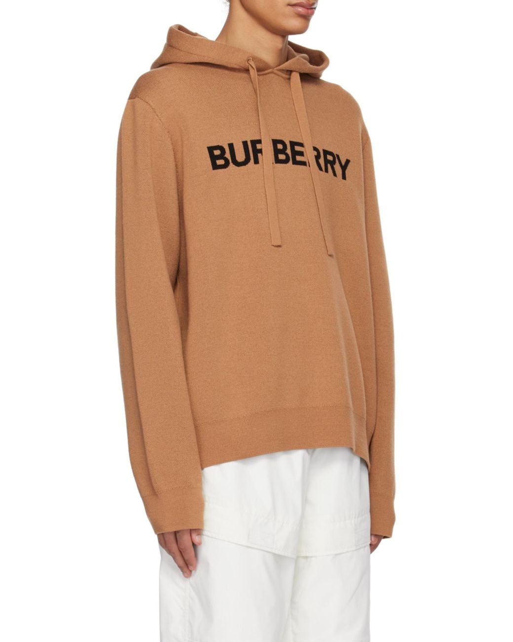 Burberry Brown Logo-Intarsia Knit Hoodie for men