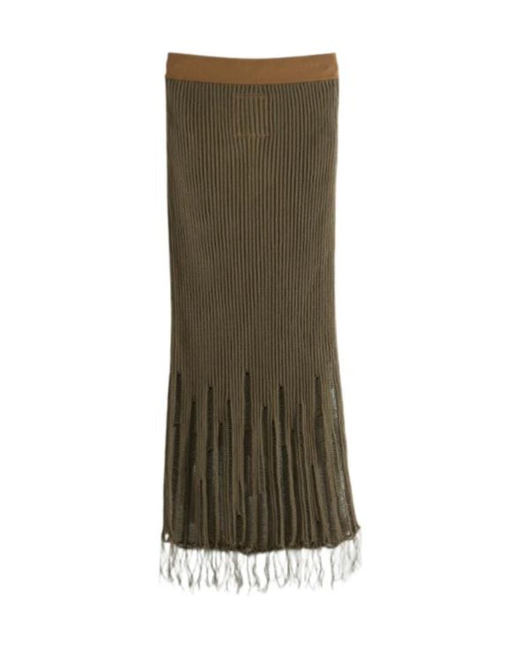 Uma Wang Green Elastic Waist Midi Skirt