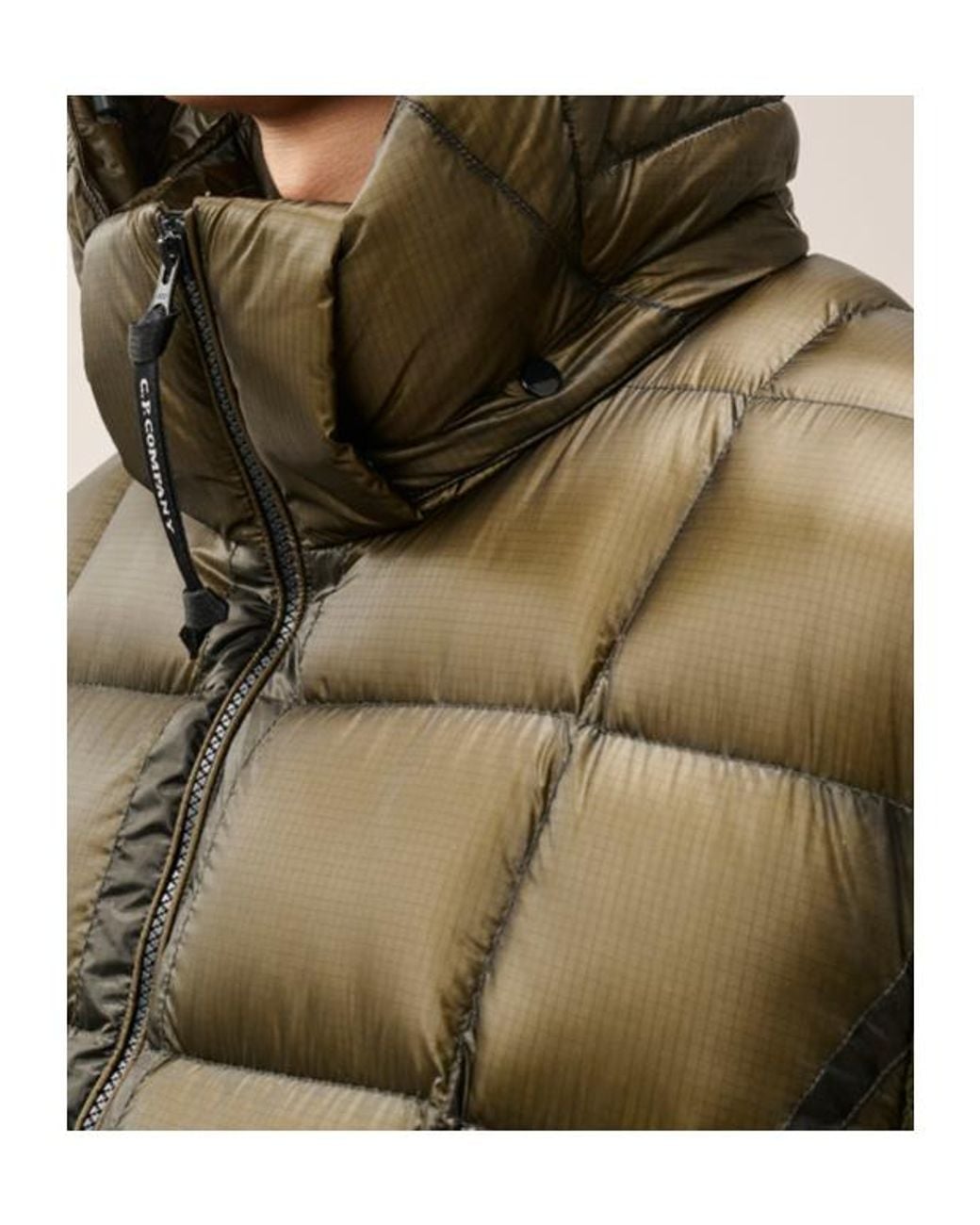 C P Company Green Panelled Down Jacket for men