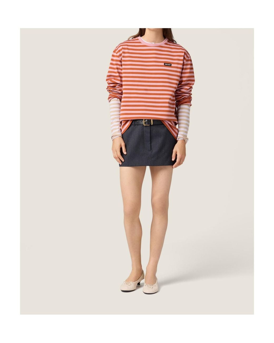 Miu Miu Orange Jersey T-Shirt