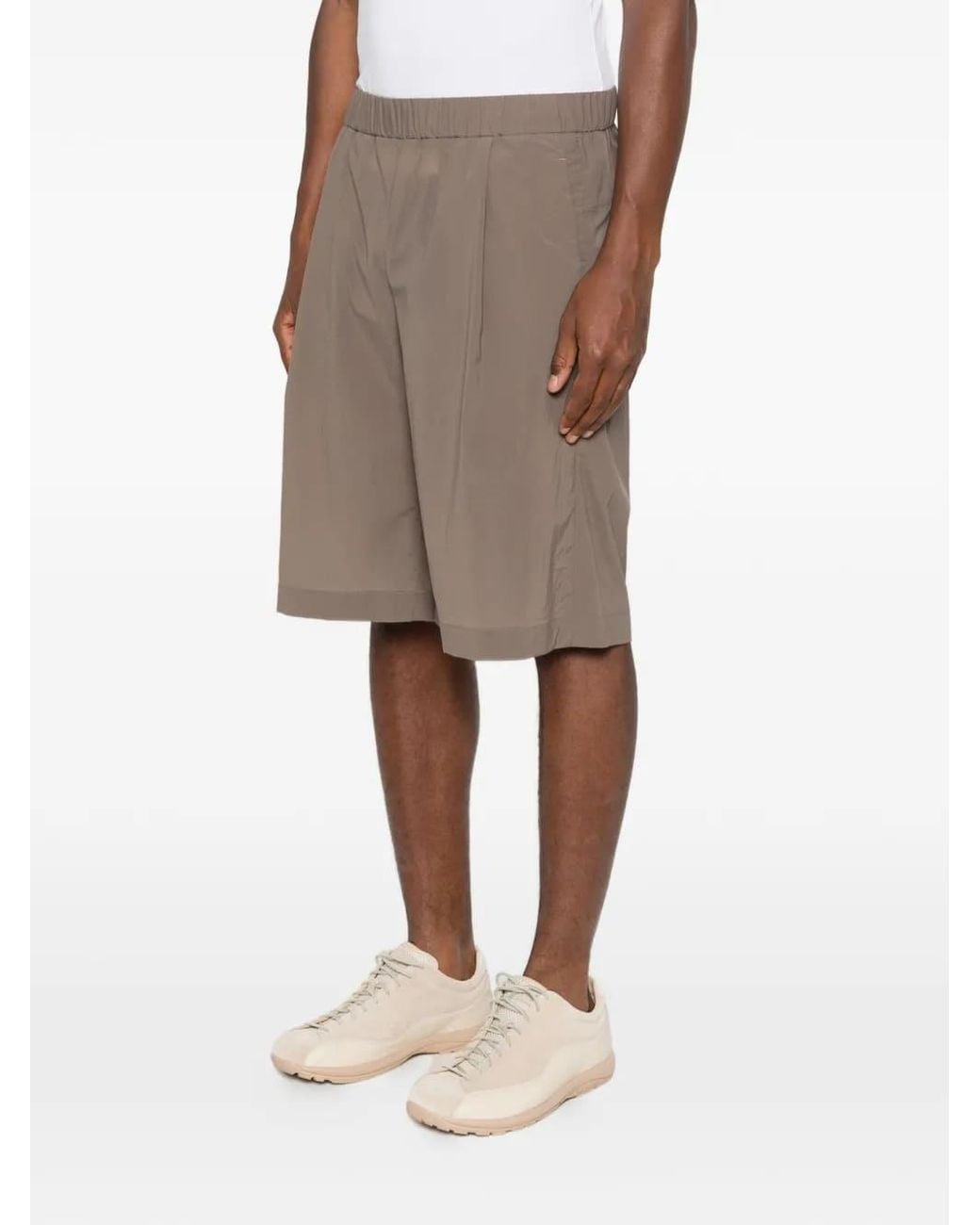 Herno Brown Pleated Elastic-Waist Shorts for men