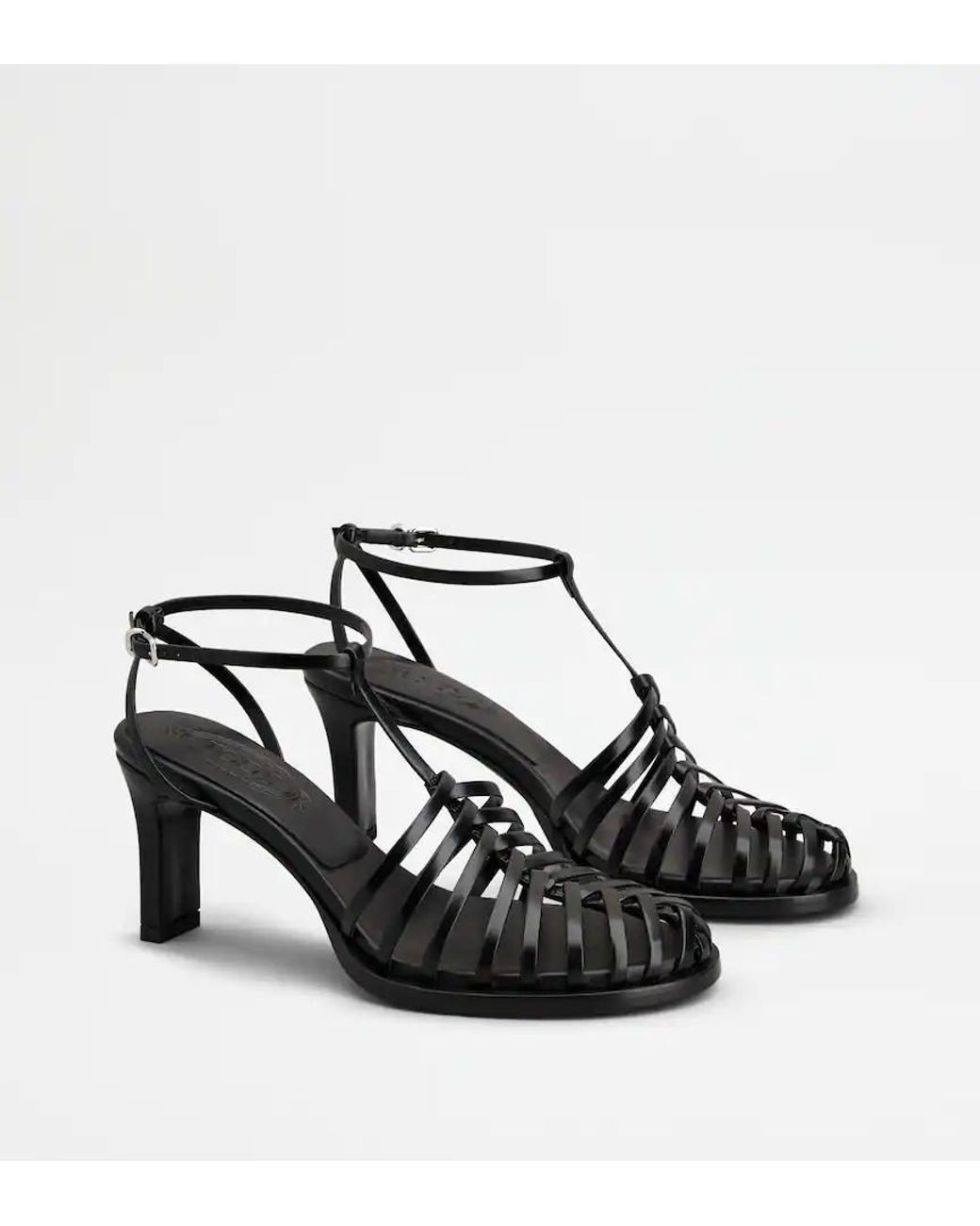Tod's Black 75Mm Leather Sandals