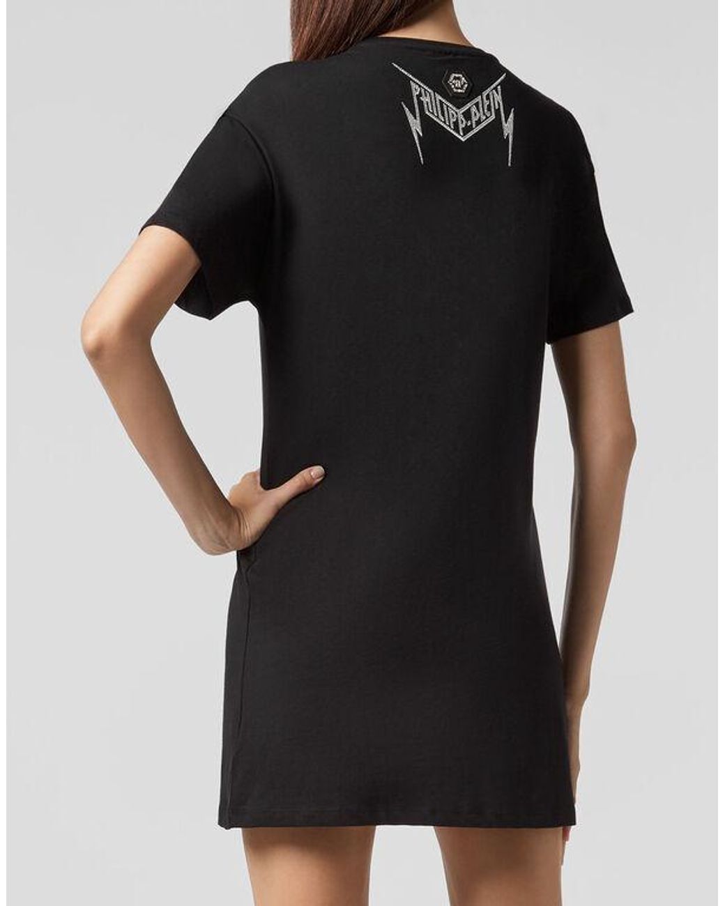 Philipp Plein Black Logo Details T-Shirt Dress