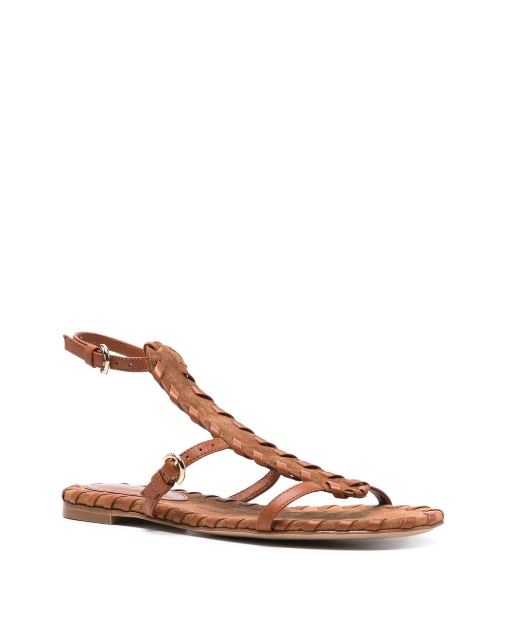 Gianvito Rossi Brown Braided-Trim Sandals