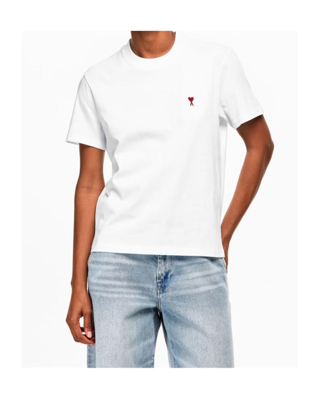 AMI White Logo Crew Neck T-Shirt
