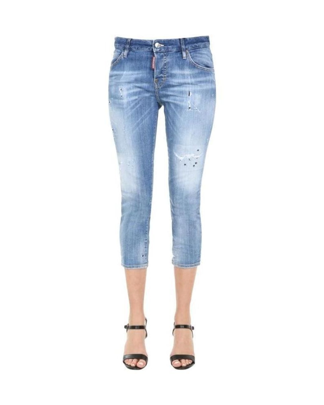 DSquared² Blue Cropped Boyfriend Jeans