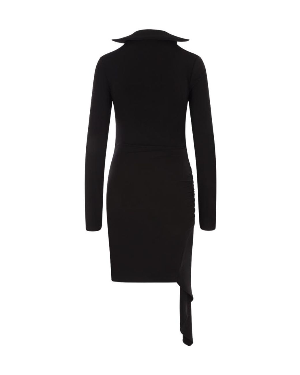 Off-White c/o Virgil Abloh Black Asymmetric Ruched Long-Sleeved Mini Dress