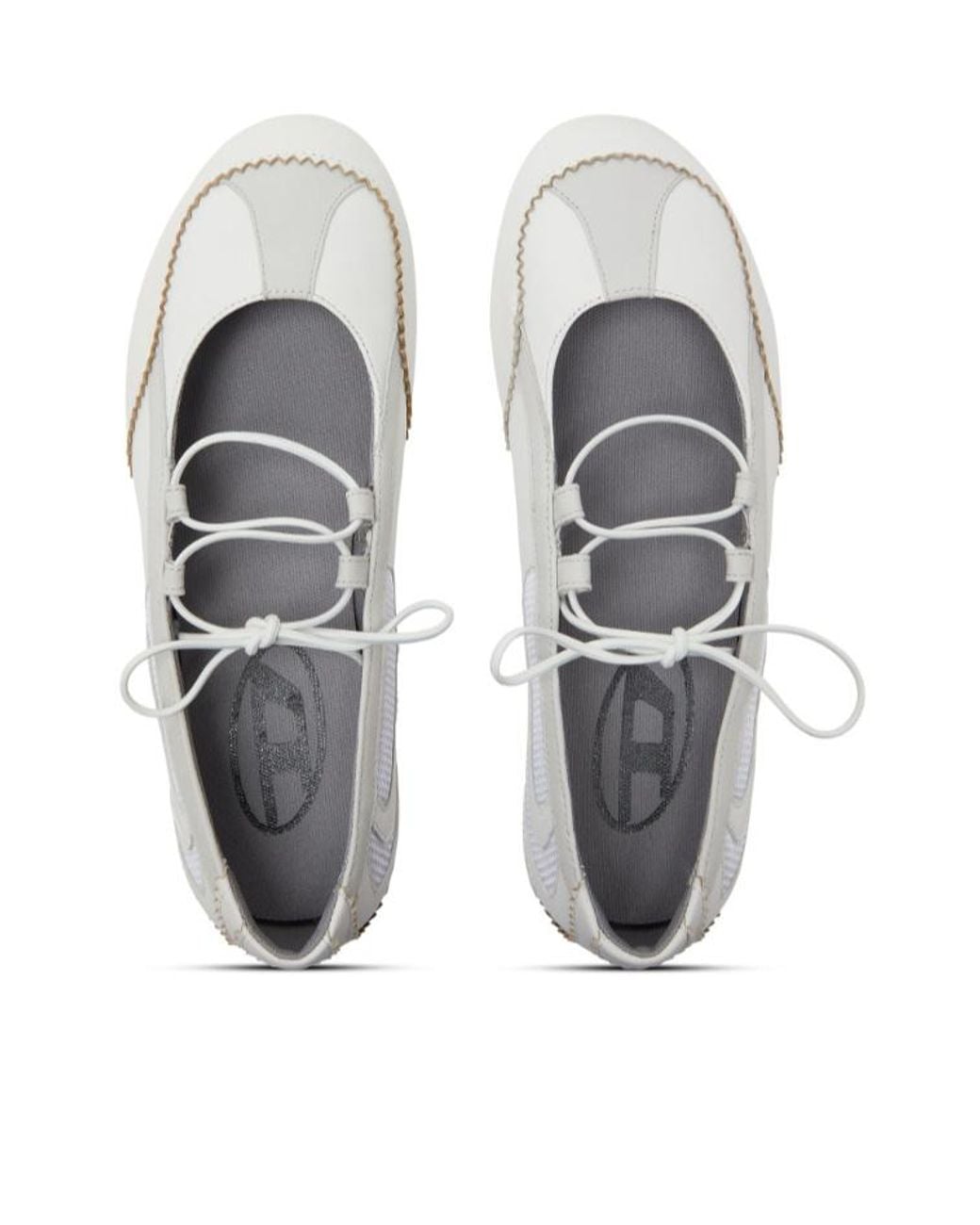 DIESEL White D-Mile Ballerina Lace Up W Flats