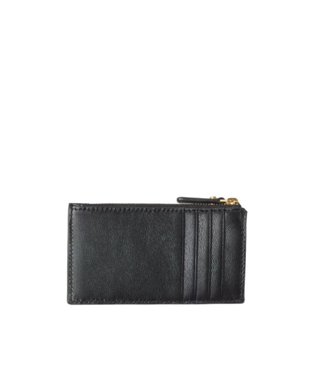 Versace Black Emblème Zipped Card Holder