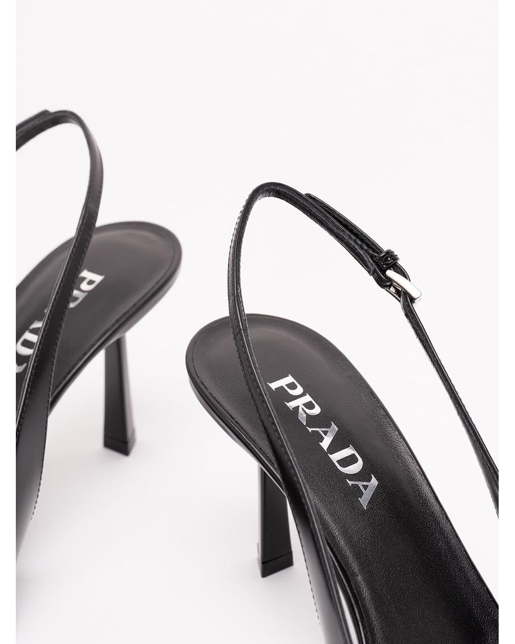 Prada Black Pointed-Toe Slingback Heeled Pumps