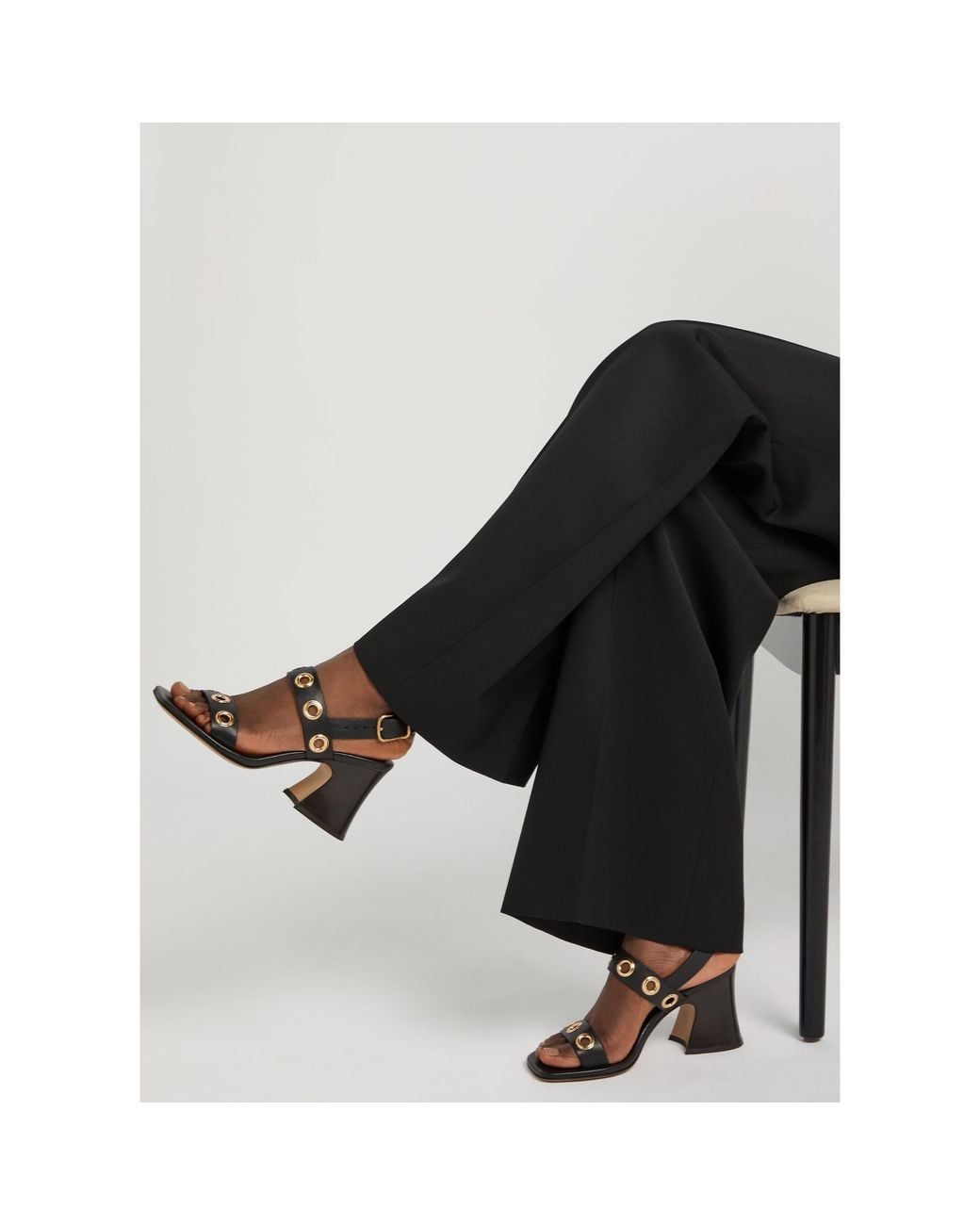 Chloé Black Leather Heeled Sandals