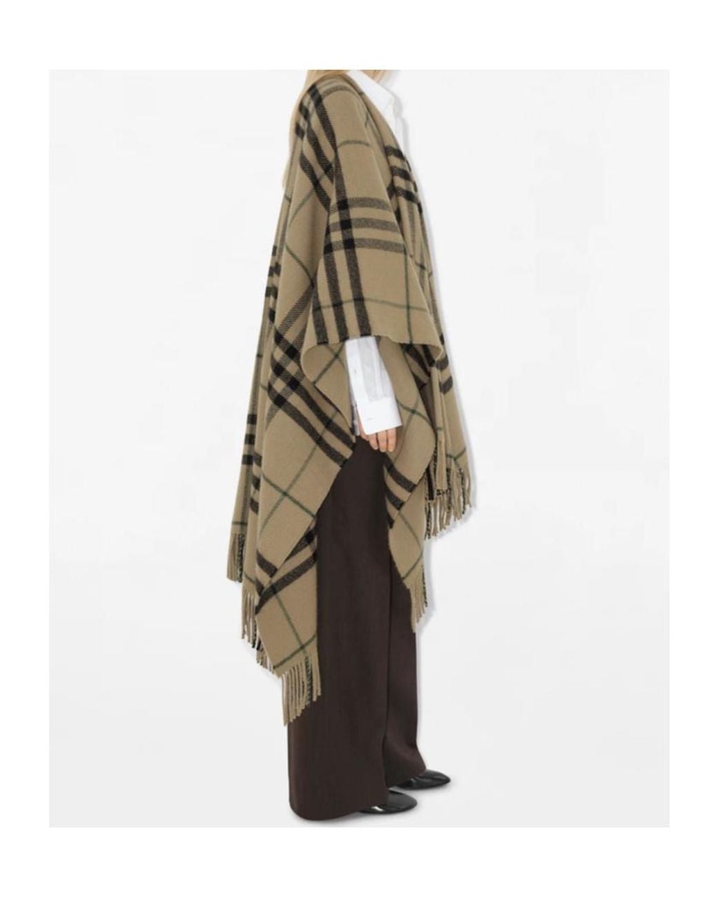 Burberry Multicolor Checkered Fringed-Edge Cape