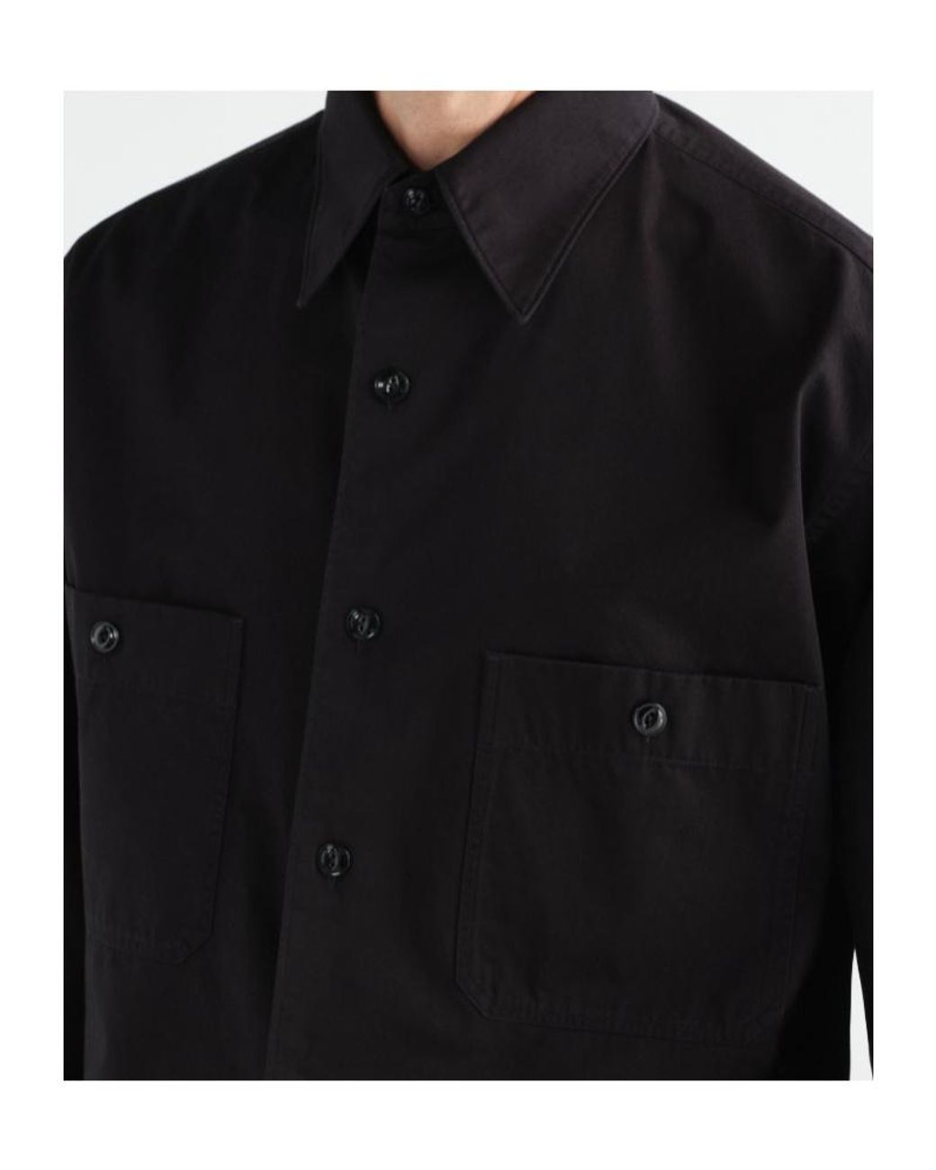 Lemaire Black Buttoned Two-Pocket Shirt for men
