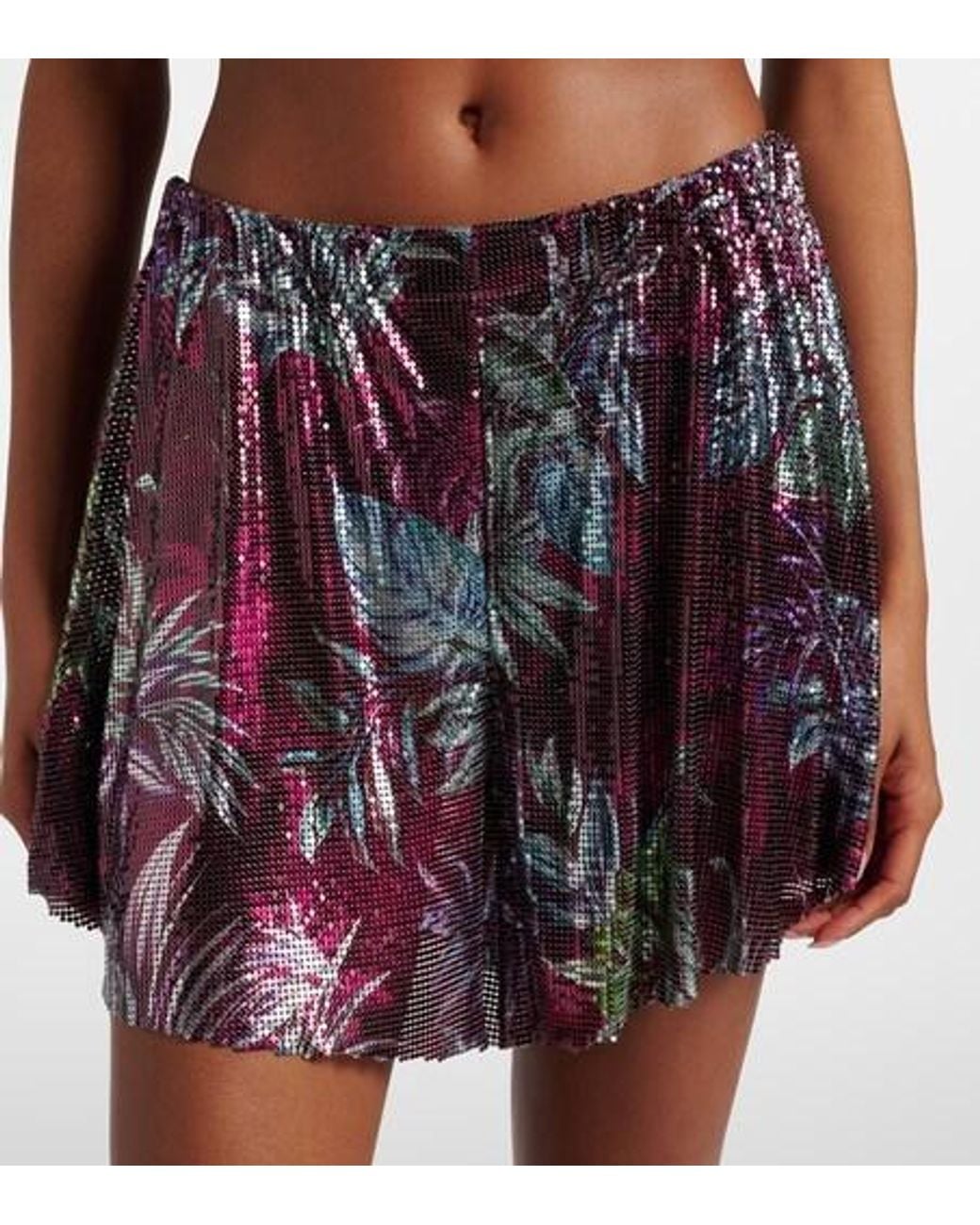 Rabanne Red Printed Chainmail Shorts
