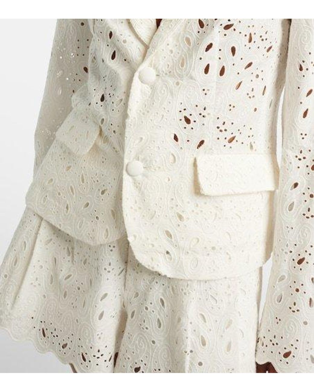 FRAME White Paisley Broderie Anglaise Cotton Blazer