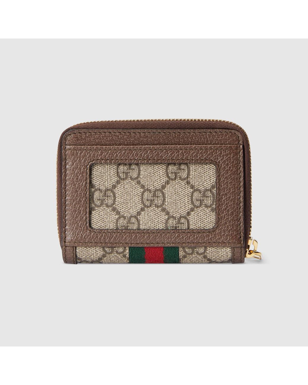 Gucci Brown Ophidia Card Case Wallet, Gg Canvas