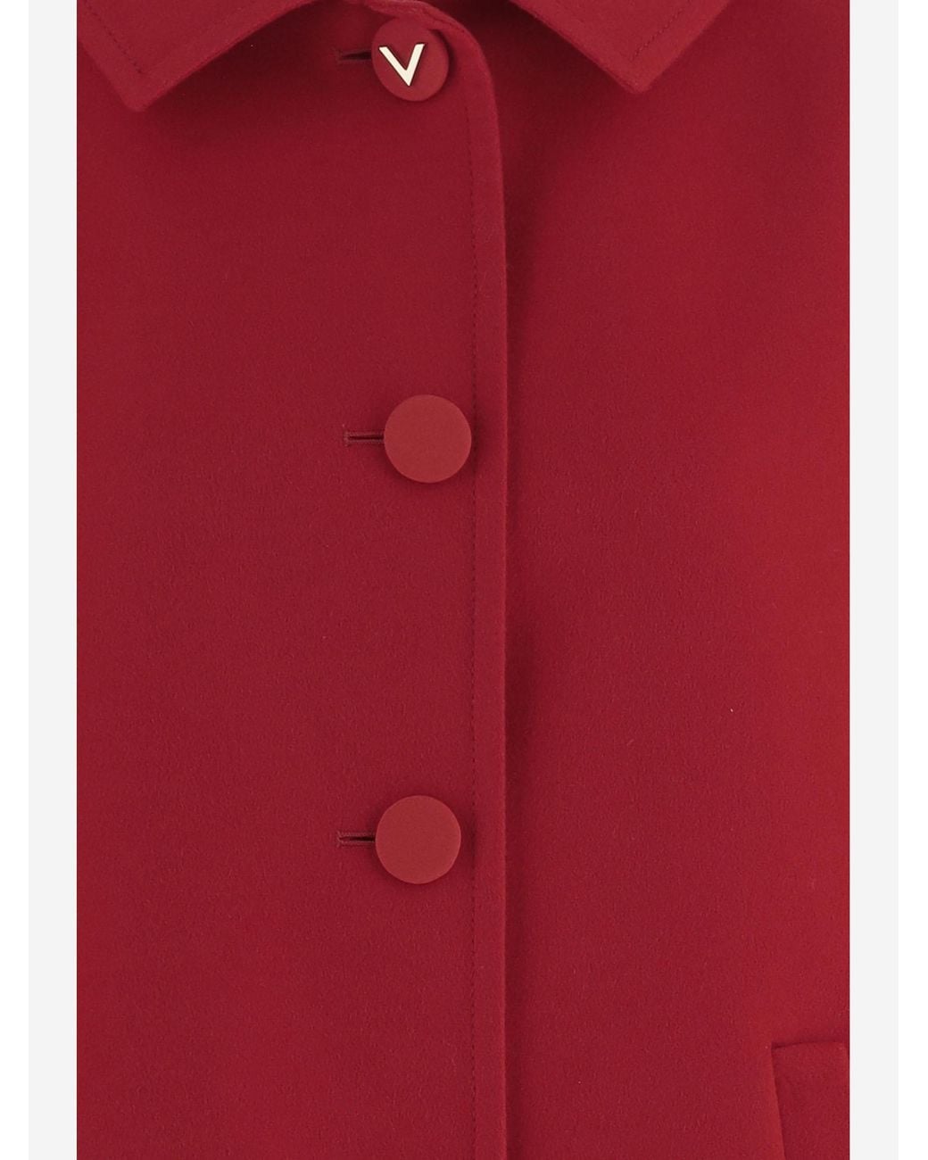 Valentino Red Button-Up Long-Sleeved Coat