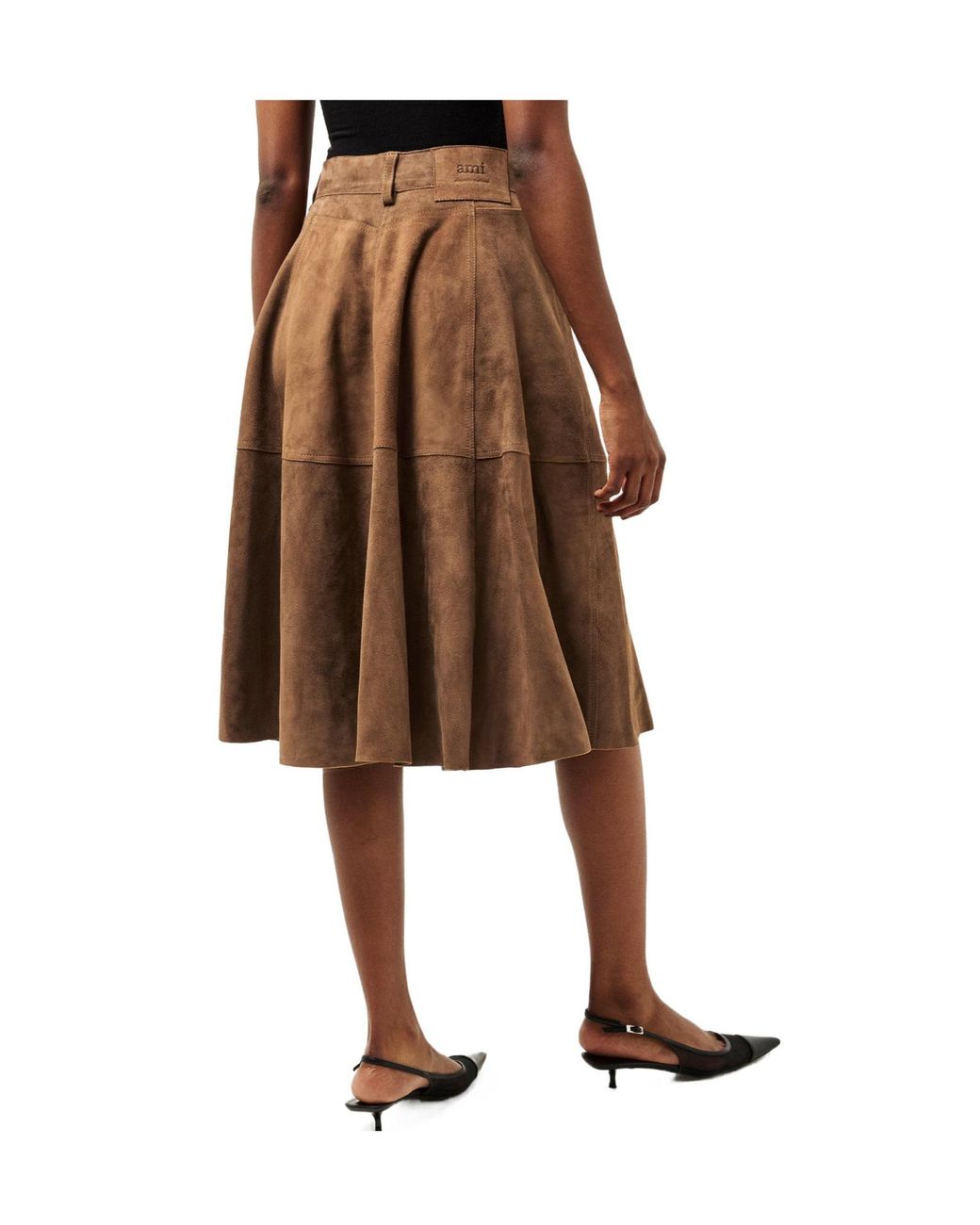 AMI Brown Midi Skirt