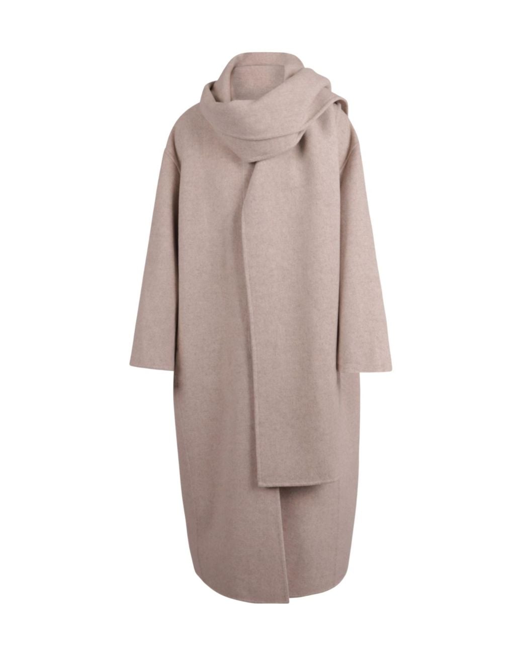 Soeur Brown Scarf-Collar Wool Long Coat