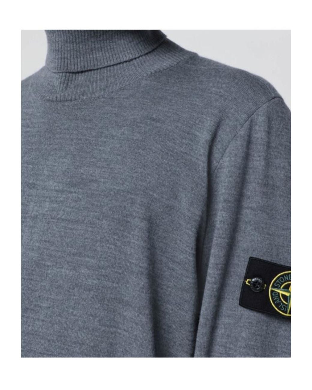 Stone Island Blue Logo Patch Roll Neck Jumper for men