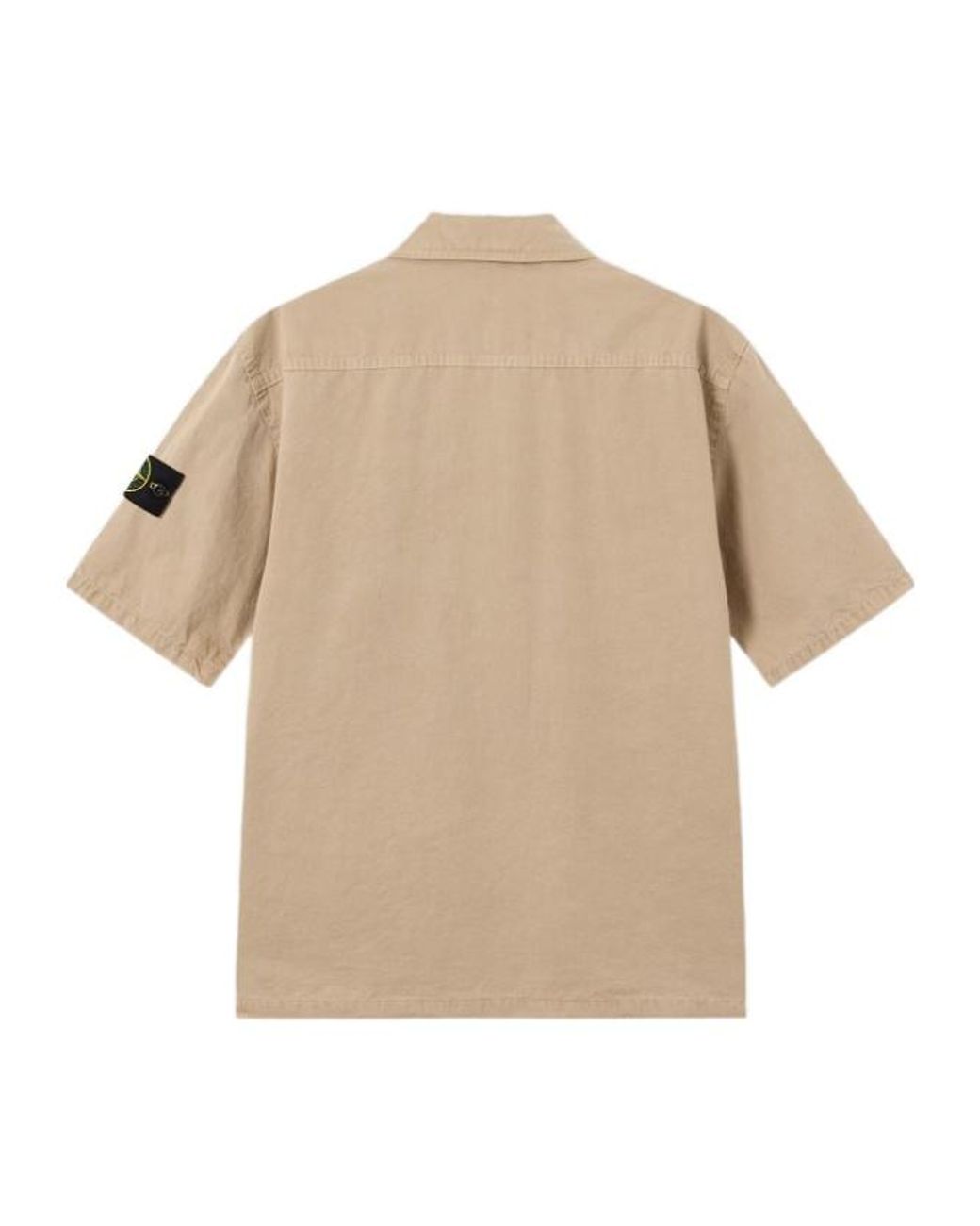 Stone Island Natural Short Sleeve Logo Patch Shirt for men