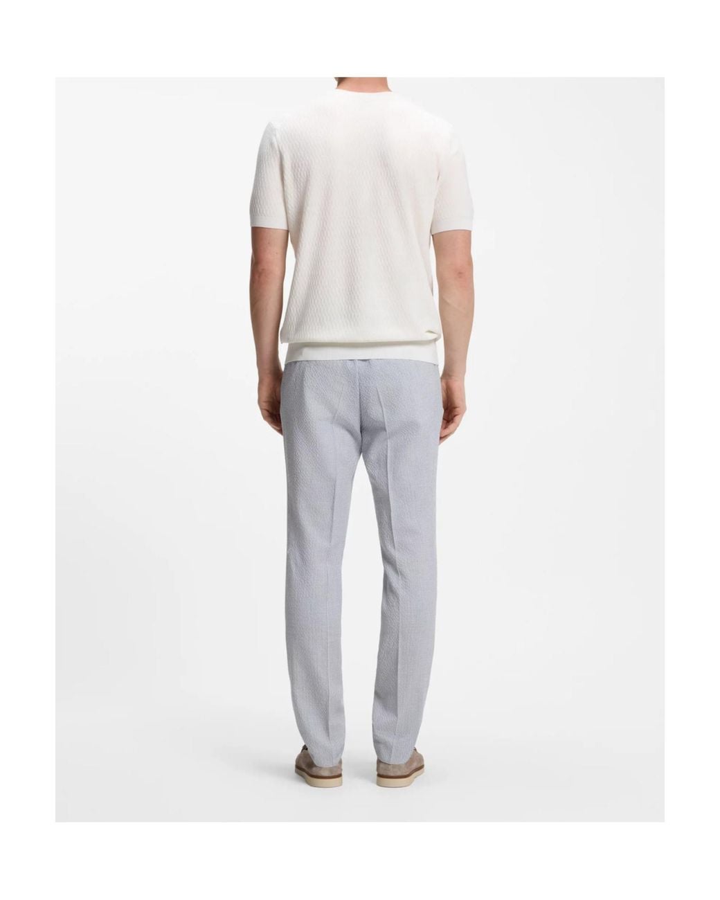 Boss White Waffle-Knit Short-Sleeve Top for men