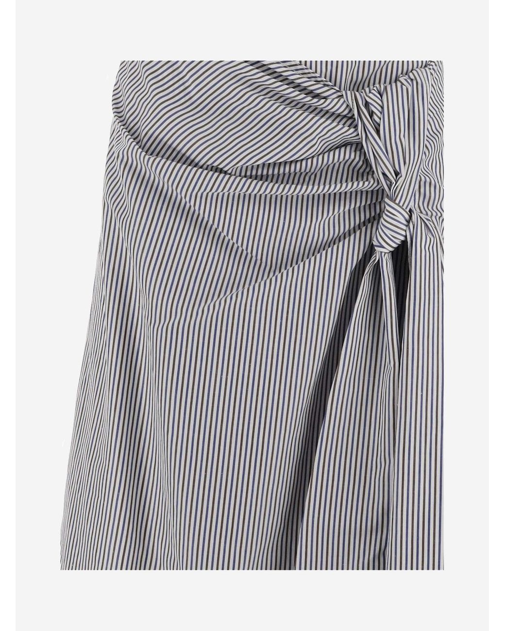 Bottega Veneta Gray Striped Midi Skirt