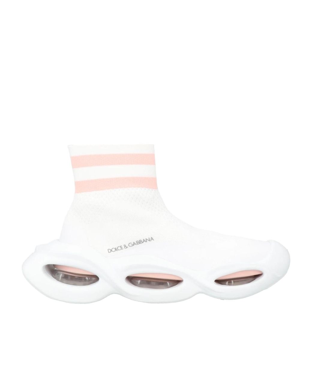 Dolce & Gabbana White Two-Tone Knit Sock Shoes