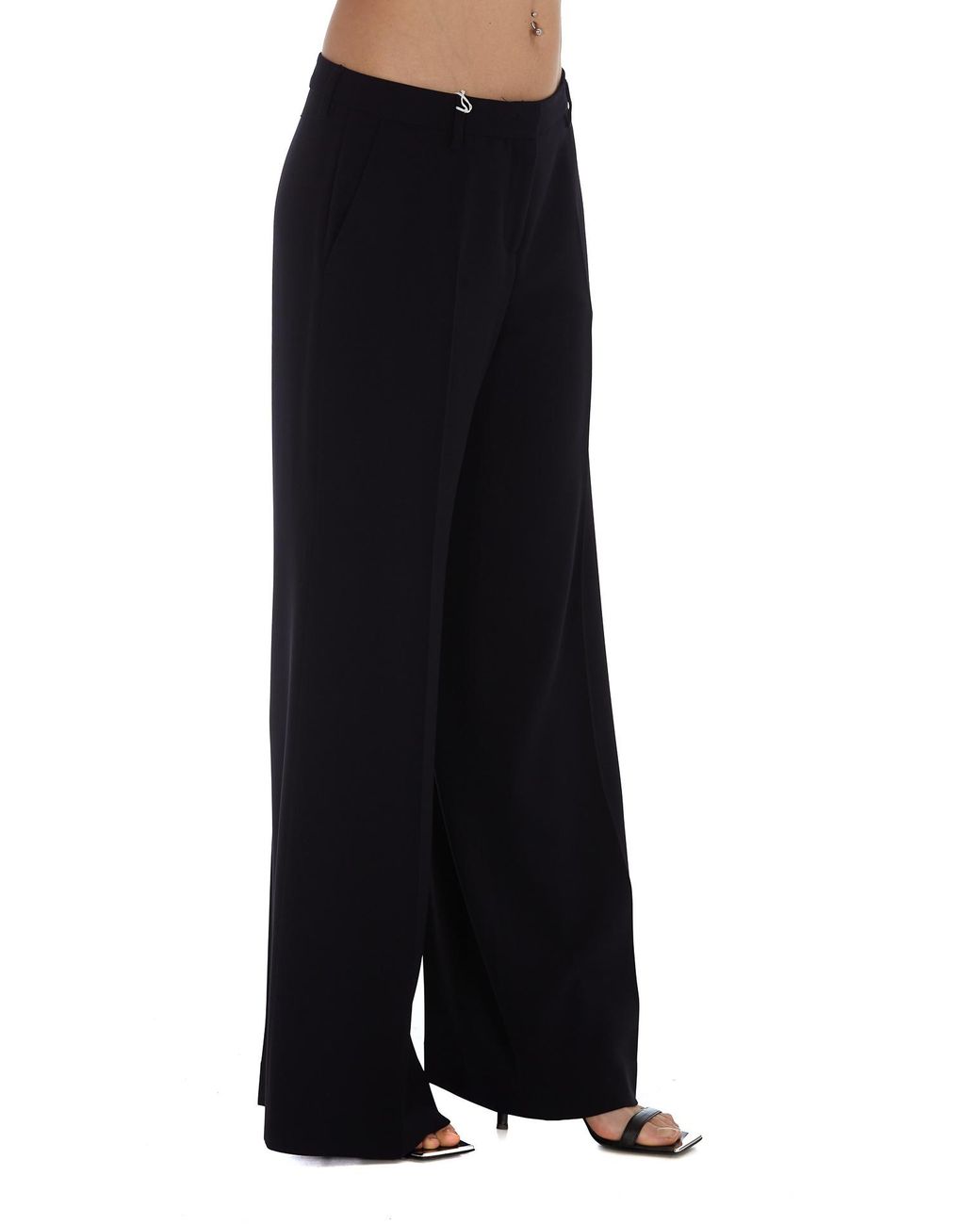 Alberto Biani Black High-Rise Wide-Leg Trousers
