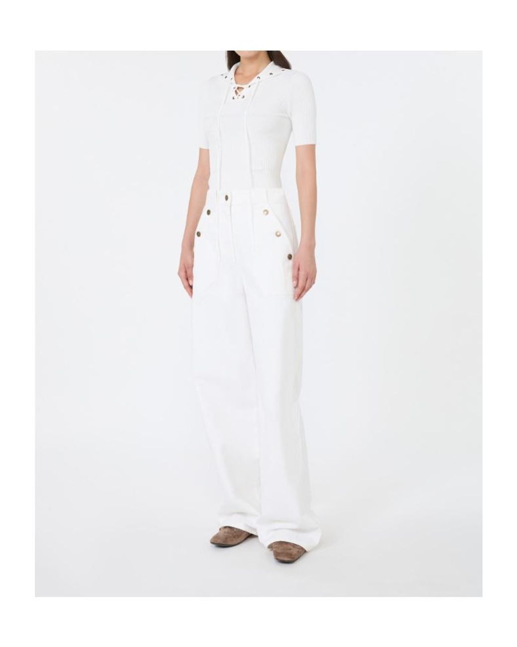 Max Mara White Short-Sleeved Knit Top