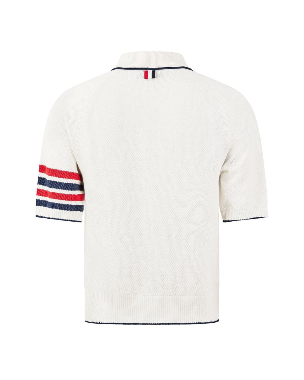 Thom Browne White Short-Sleeve Polo Knit Top for men
