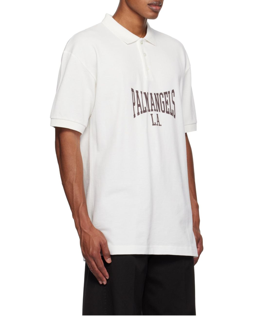 Palm Angels White Logo Printed Crewneck T-Shirt for men