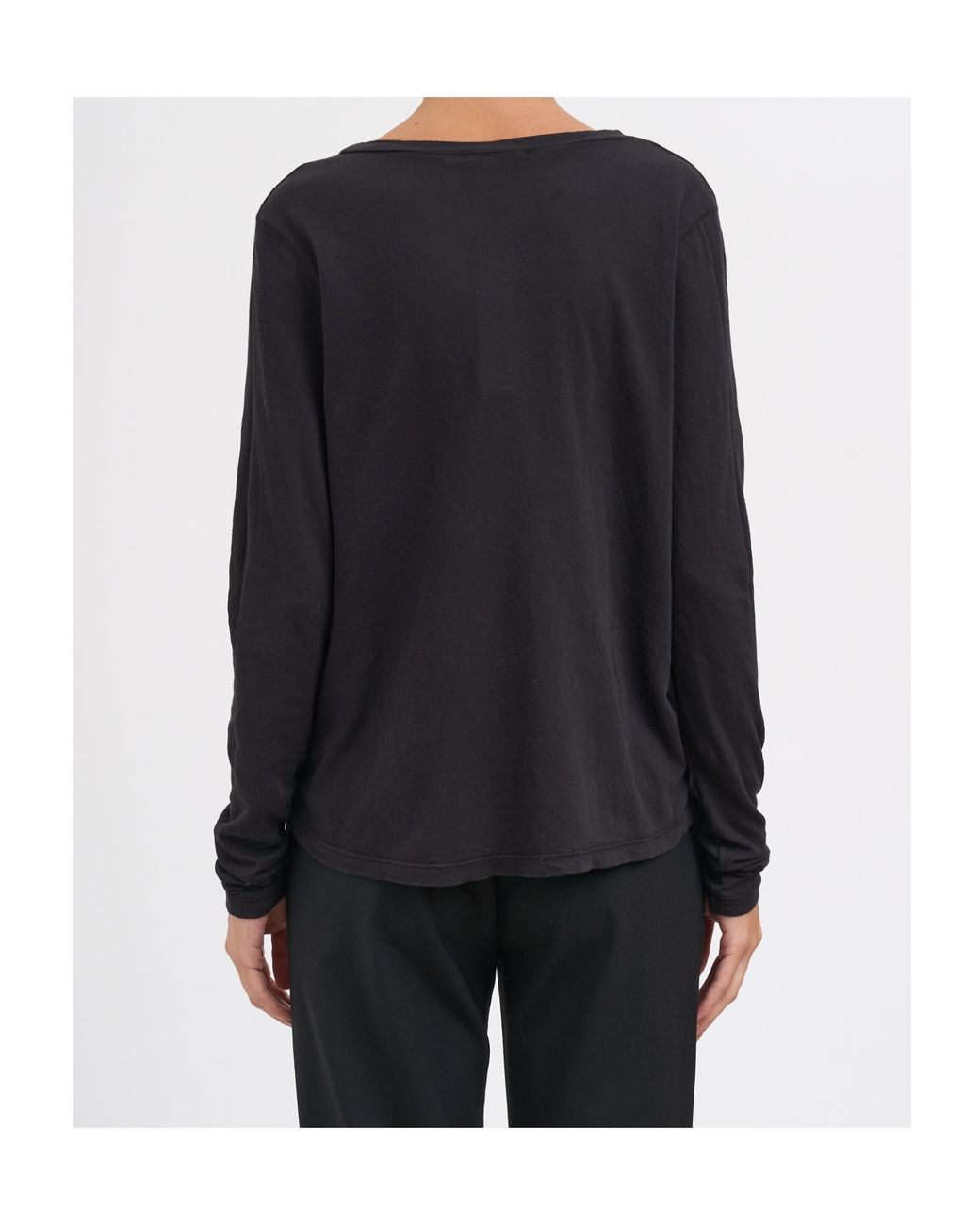James Perse Black V-Neck Long-Sleeved T-Shirt