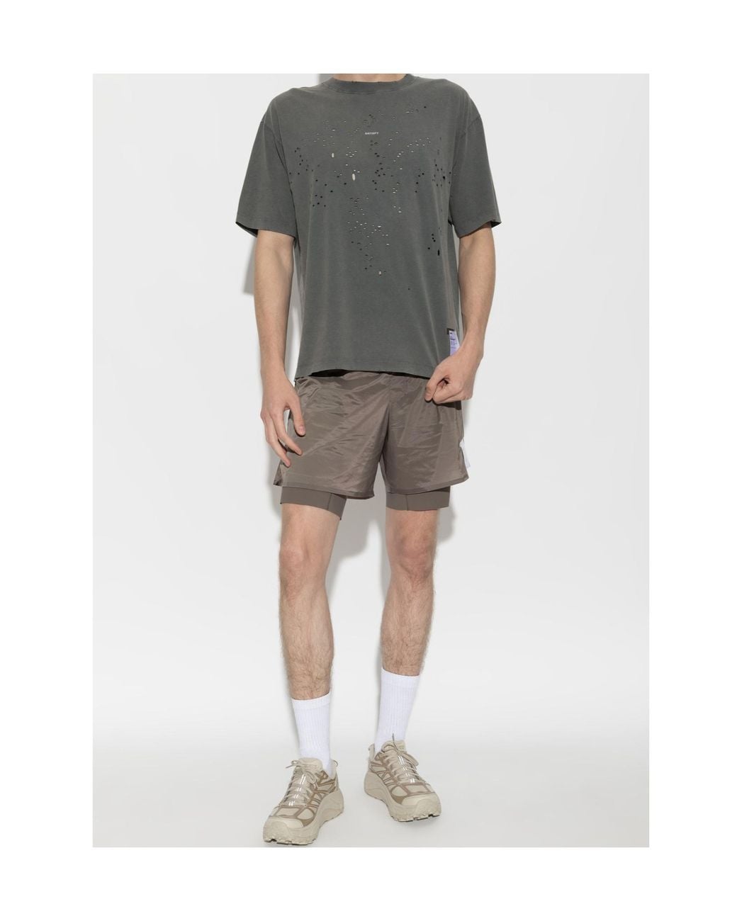 Satisfy Gray Mothtech Distressed T-Shirt for men