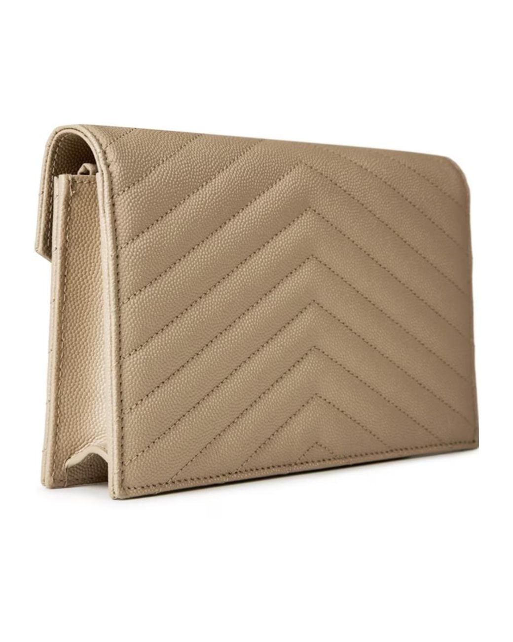 Saint Laurent Natural Monogram Logo Shoulder Bag