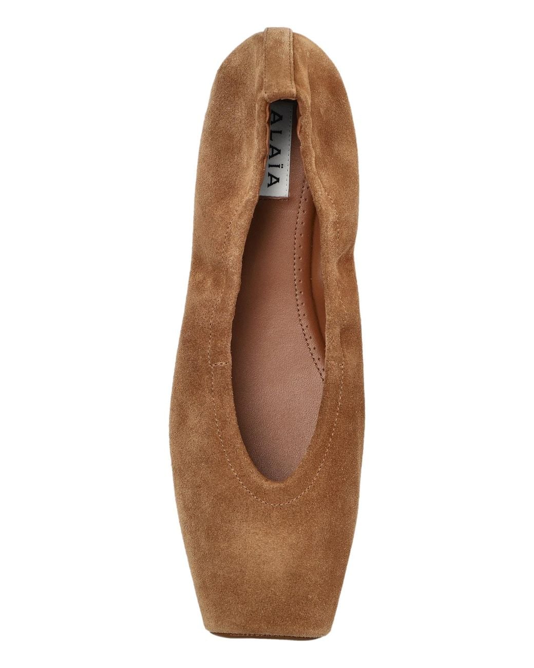 Alaïa Brown Leather-Trimmed Suede Ballet Flats