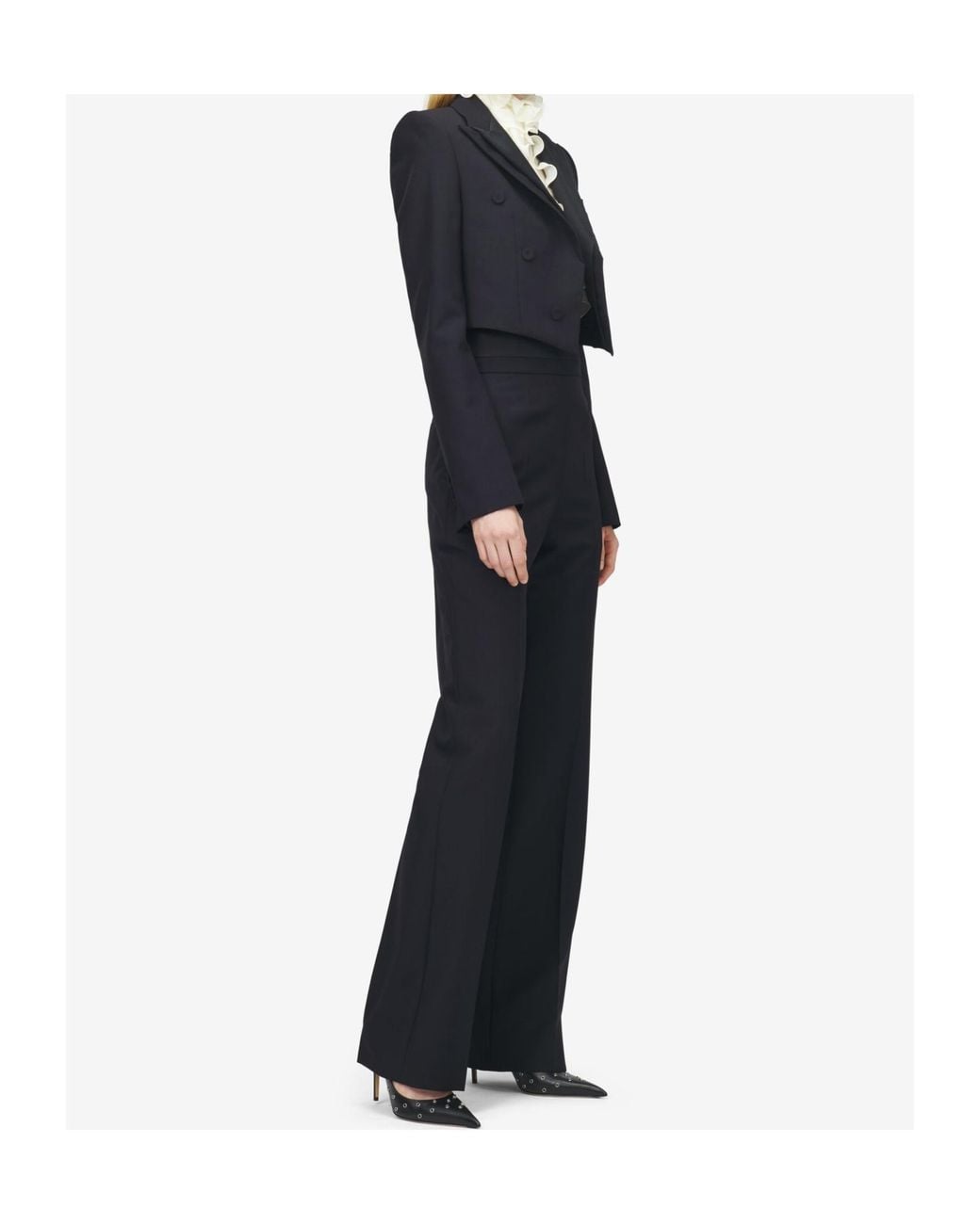 McQueen Black Double Lapel Cropped Jacket