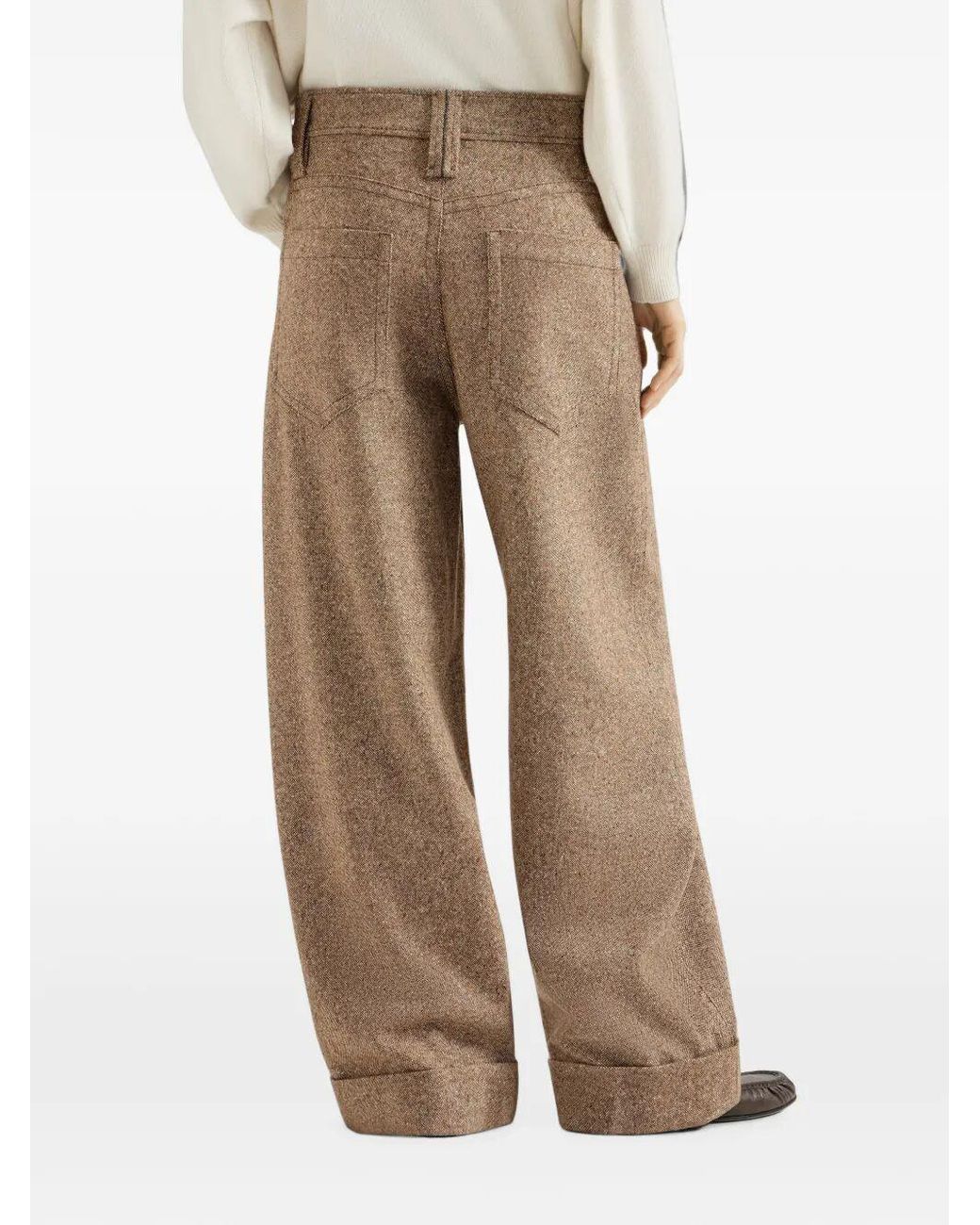 Brunello Cucinelli Natural Virgin Wool-Blend Monili Trousers