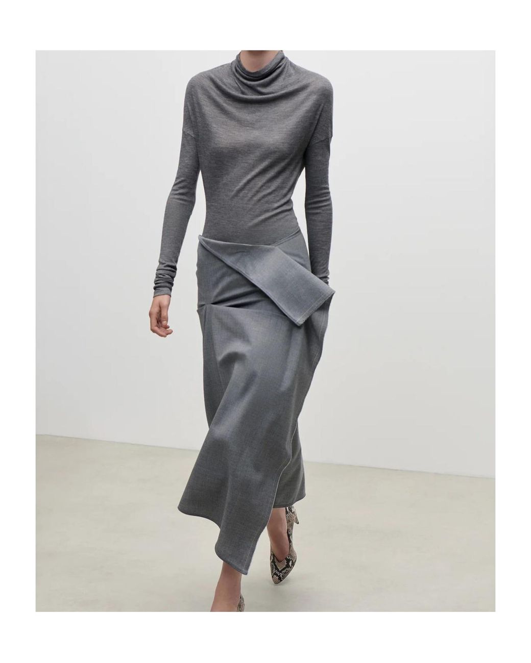 Victoria Beckham Gray Pleated Skirt