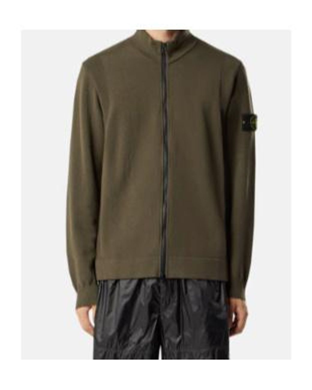 Stone Island Green Logo Patch Zip-Up Cardigan for men