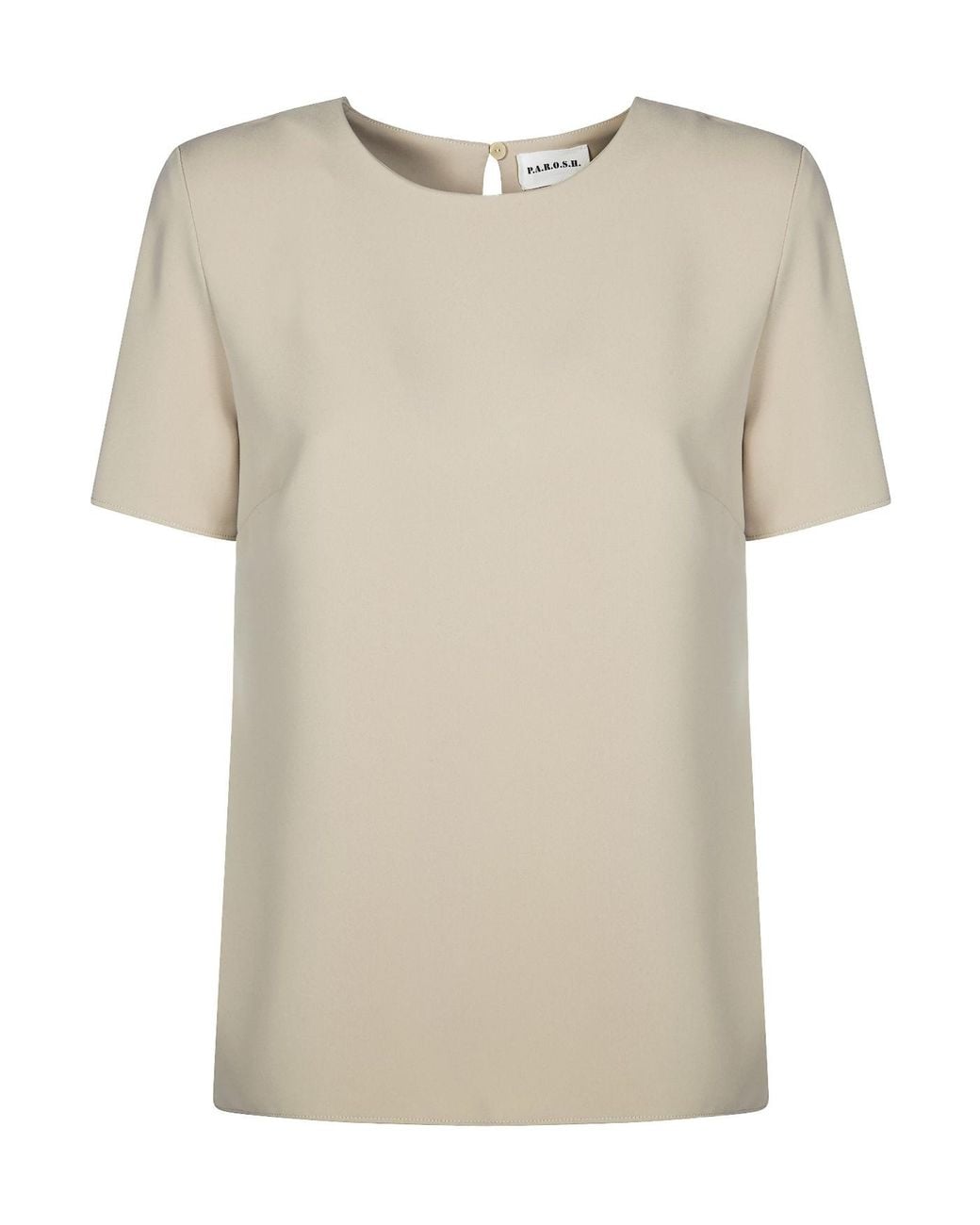 P.A.R.O.S.H. Natural Cady Crewneck Short Sleeved Blouse