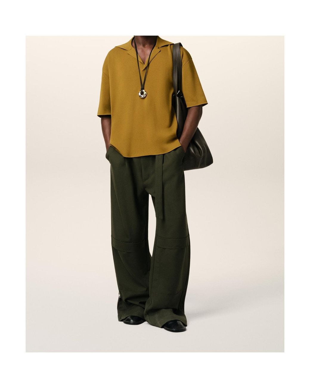 AMI Green Fine-Knit Polo Shirt