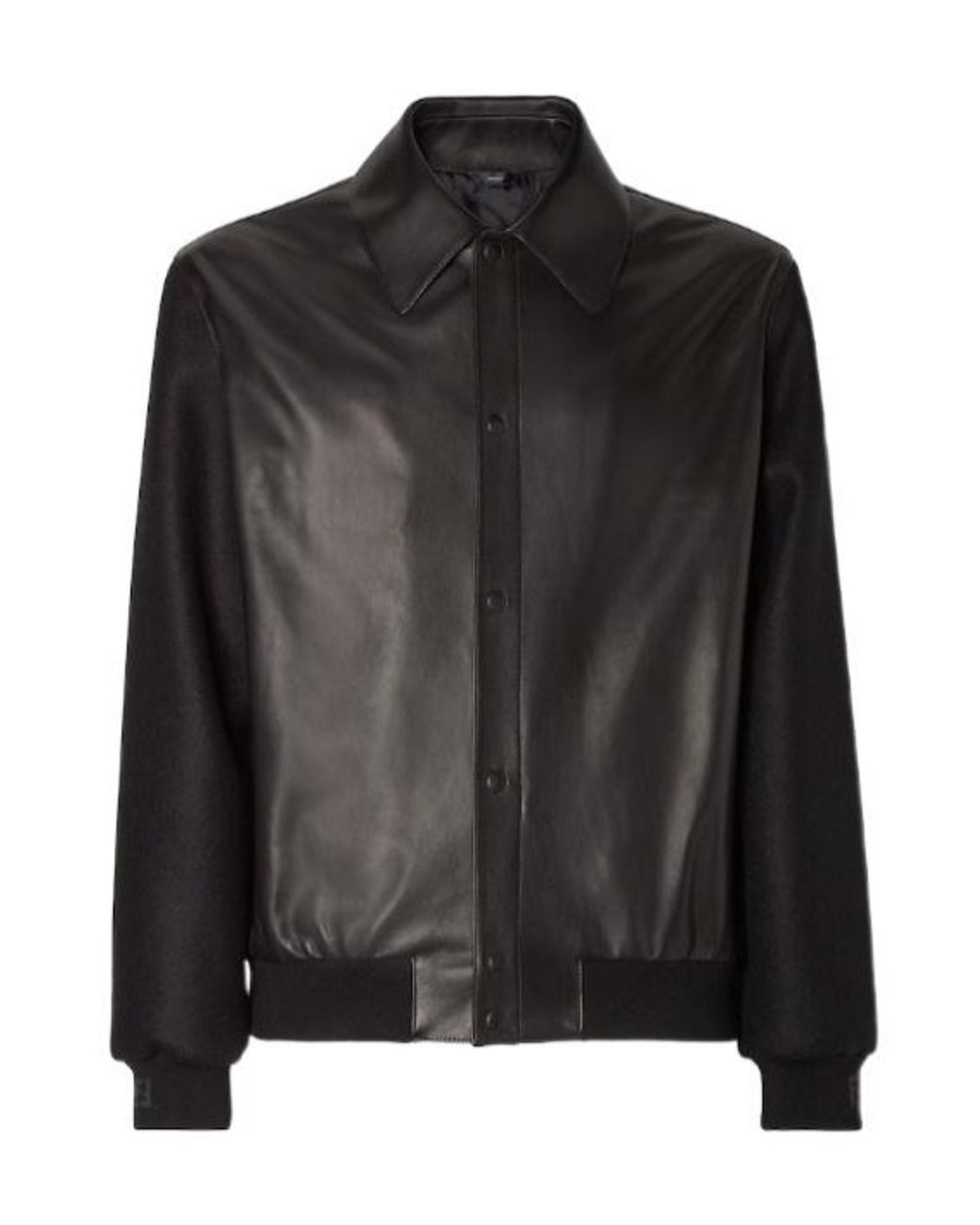 Fendi Black Wool And Leather Blouson for men