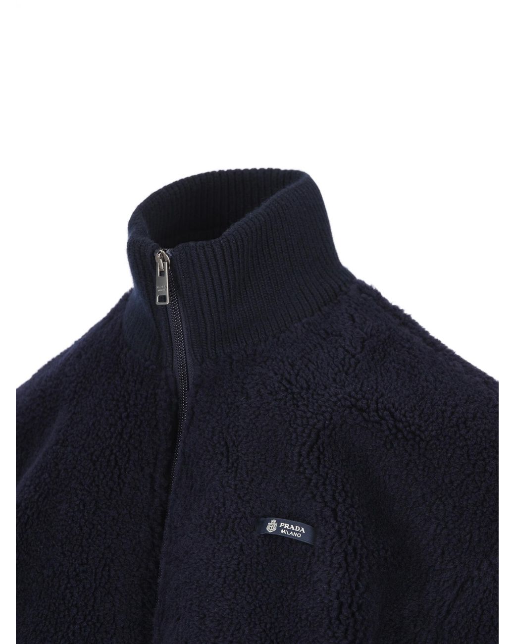 Prada Blue Fleece Bomber Jacket
